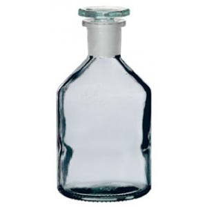 Flacon bouché émeri, 250 ml, col étroit, verre blanc, bouchon verre