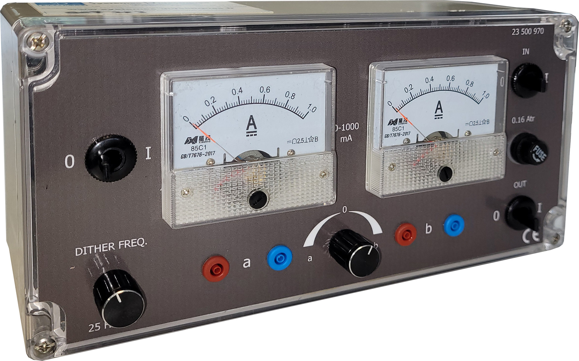 Module alimentation hydraulique proportionnelle pour piloter 2 bobines (2 mm), (EWTHR23500970) I max=1A par bobine, affichage du courant, Régulation manuelle de la fréquence Dither